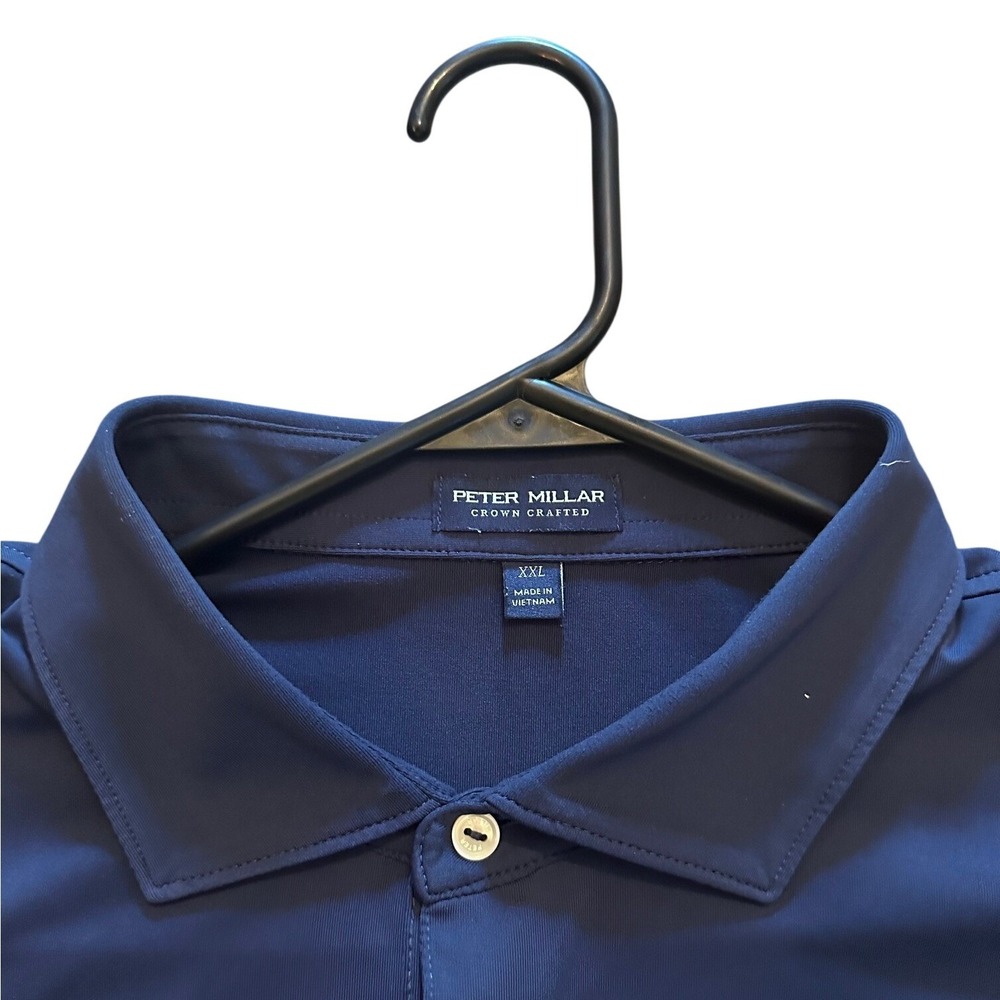 Peter Millar Crown Crafted Navy Blue Performance Polo Shirt Men's XXL - Picture 3 of 3